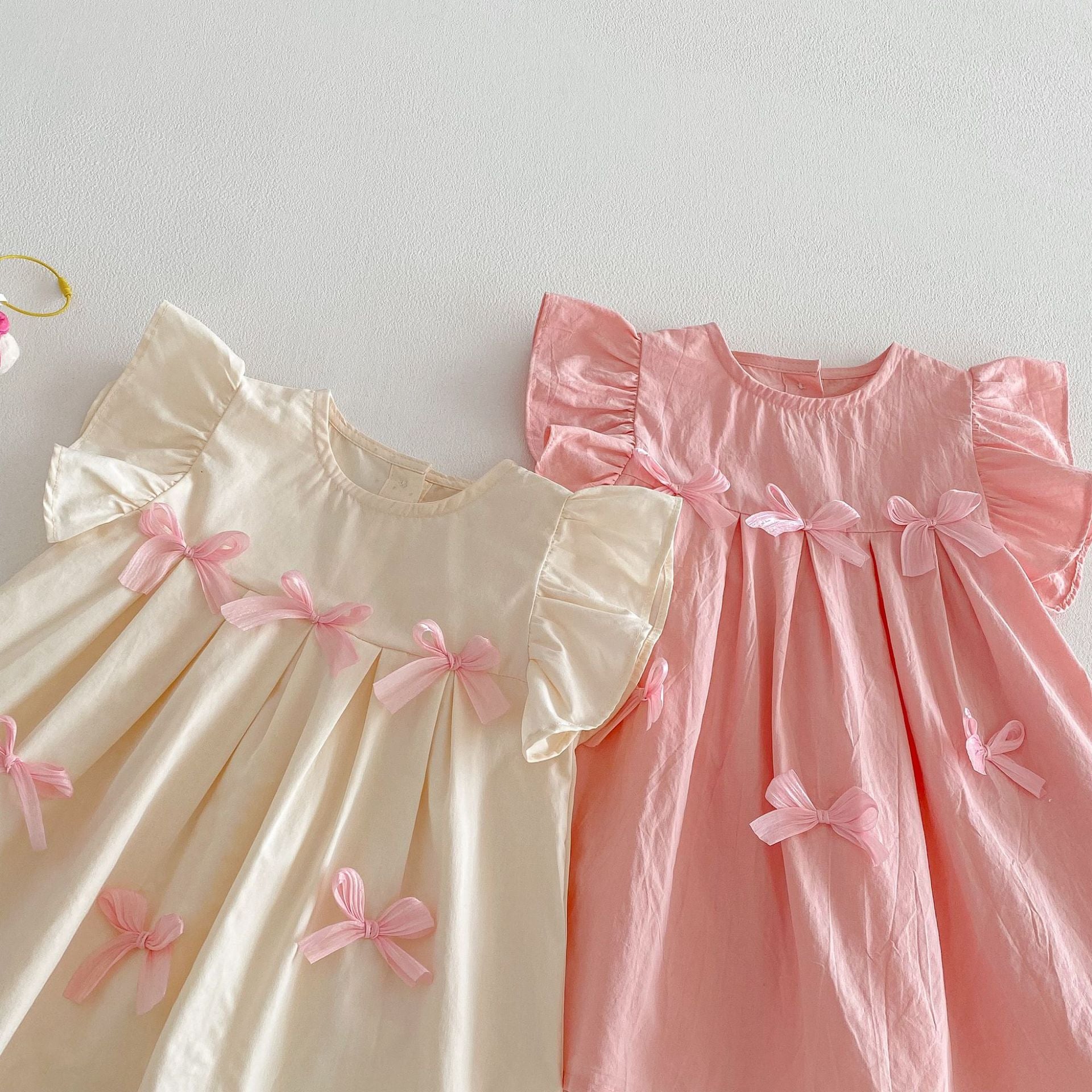 (Pre Order 2 Weeks)Girls Bow Flying Sleeves Dress