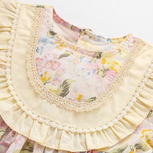 (In Production)Sisters Spring&Summer Floral Print Ruffle Dress,Romper