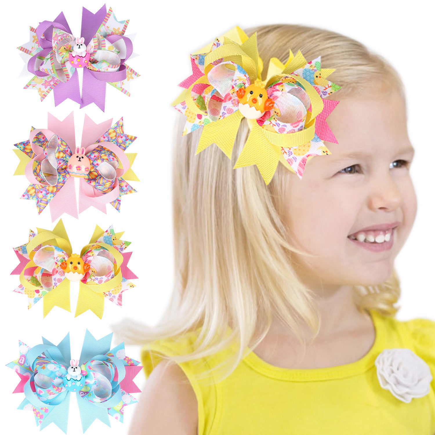 (Pre Order)Girls Easter Bunny Bow Hair Clip