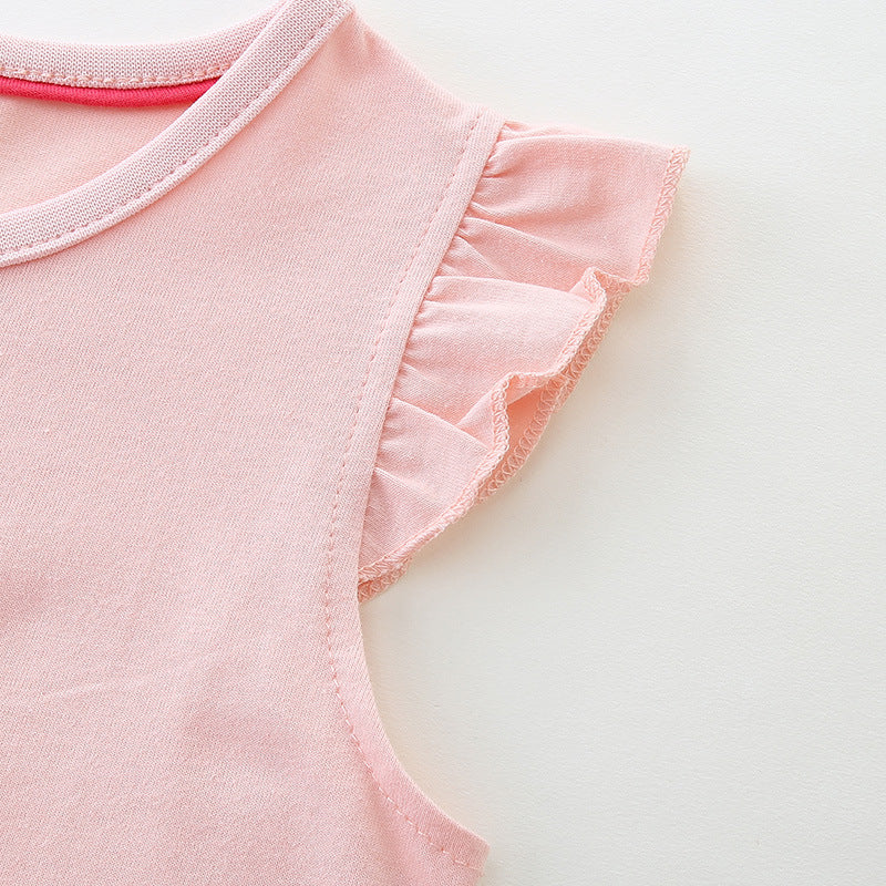 (In Production)Girls Spring&Summer Flamingo Applique Tulle Dress