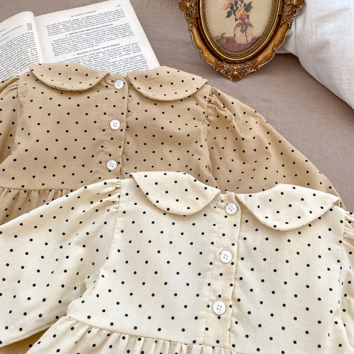 (Pre Order 2 Weeks)Toddler Girls Fall&Spring Dot Print Romper