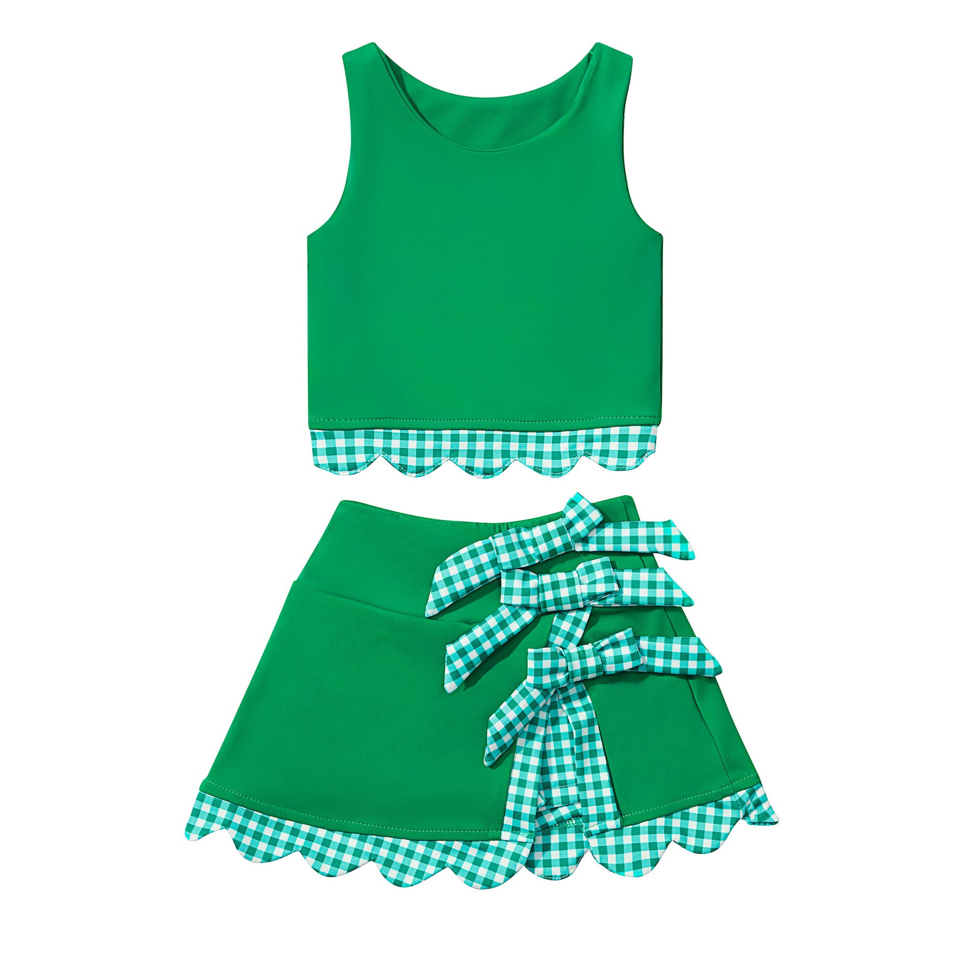 (In Production)Girls Spring&Summer Yoga Scallop Skort Set