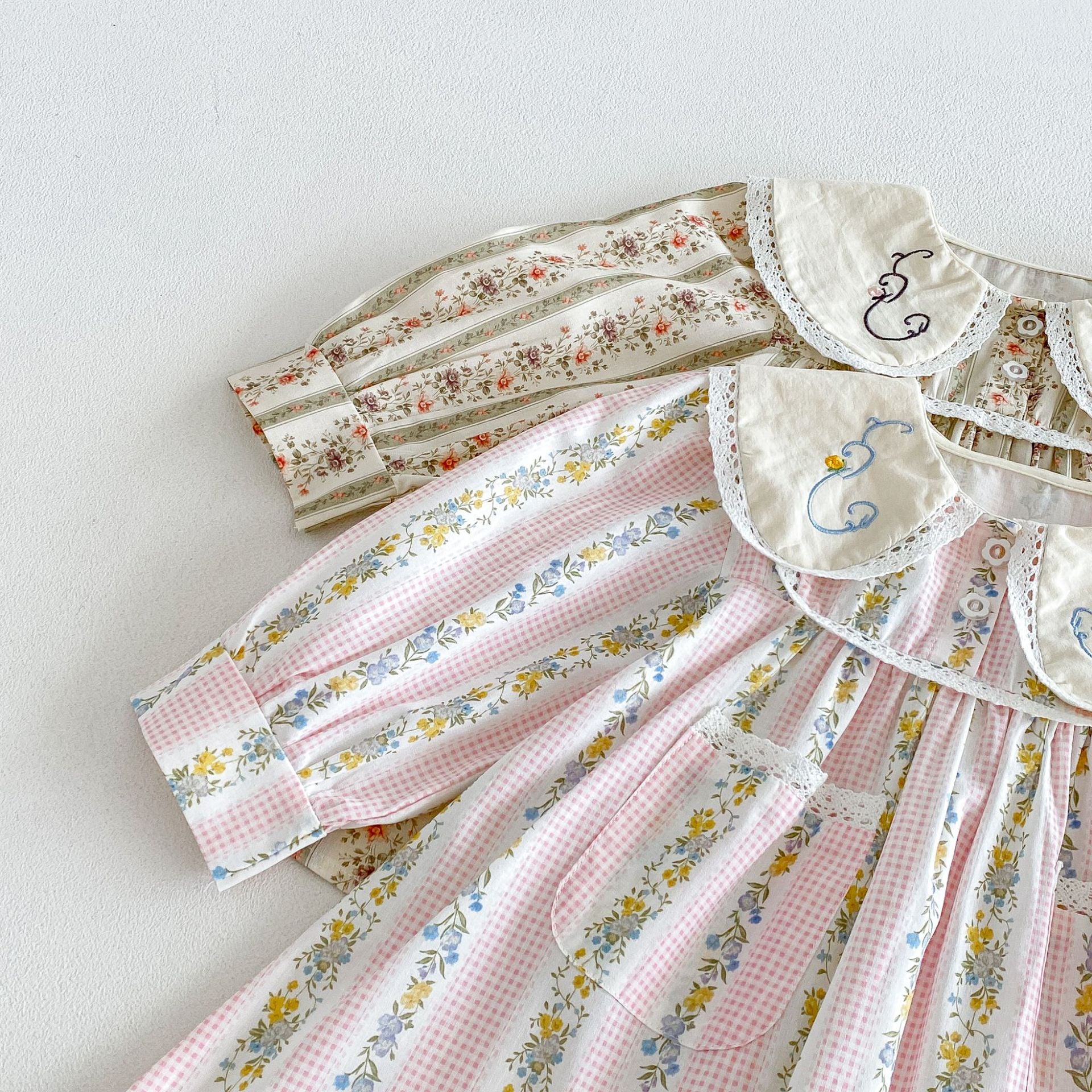 (Pre Order 2 Weeks)Girls Fall Floral Embroidery Baby Collar Dress