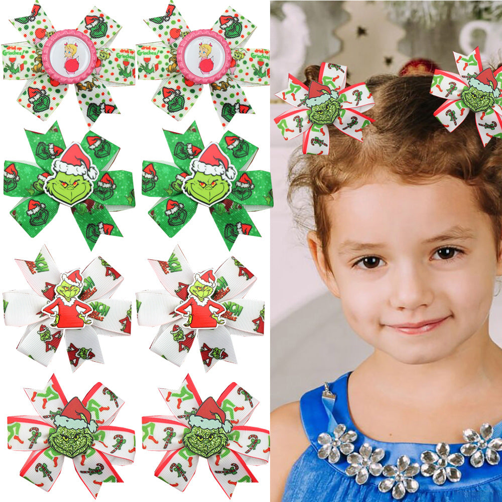 (Pre Order)Girls Christmas Bow-10 pairs in one package