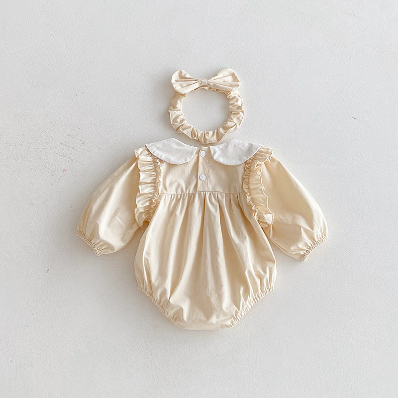 (In Production)Sisters Baby Collar Floral Ruffle Dress&Romper