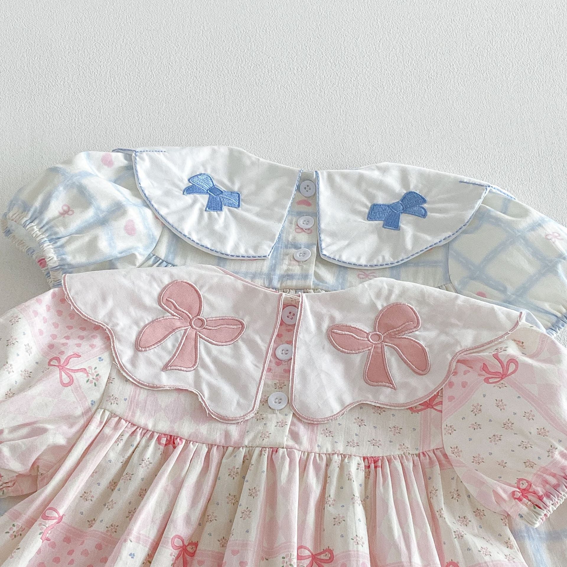 (Pre Order 2 Weeks)Girls Bow Applique Collar Dress