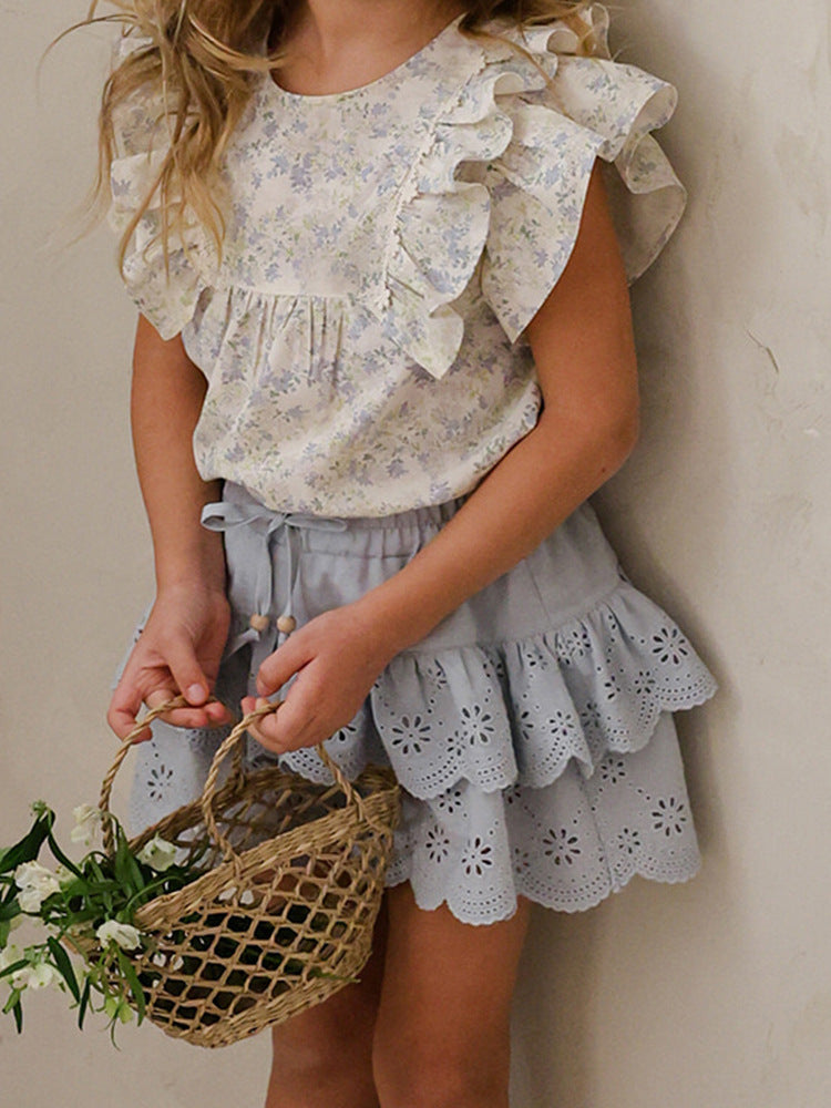 (In Production)Girls Spring&Summer Lace Scallop Shorts