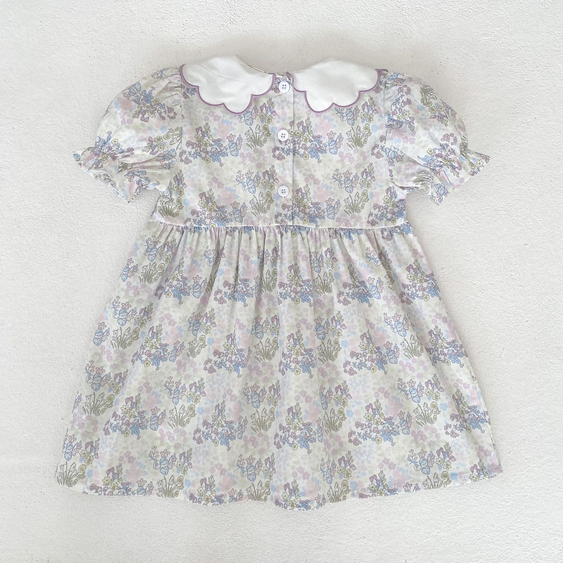 (Pre Order 2 Weeks)Sisters Lavender Embroidery Scallop Collar Dress&Romper