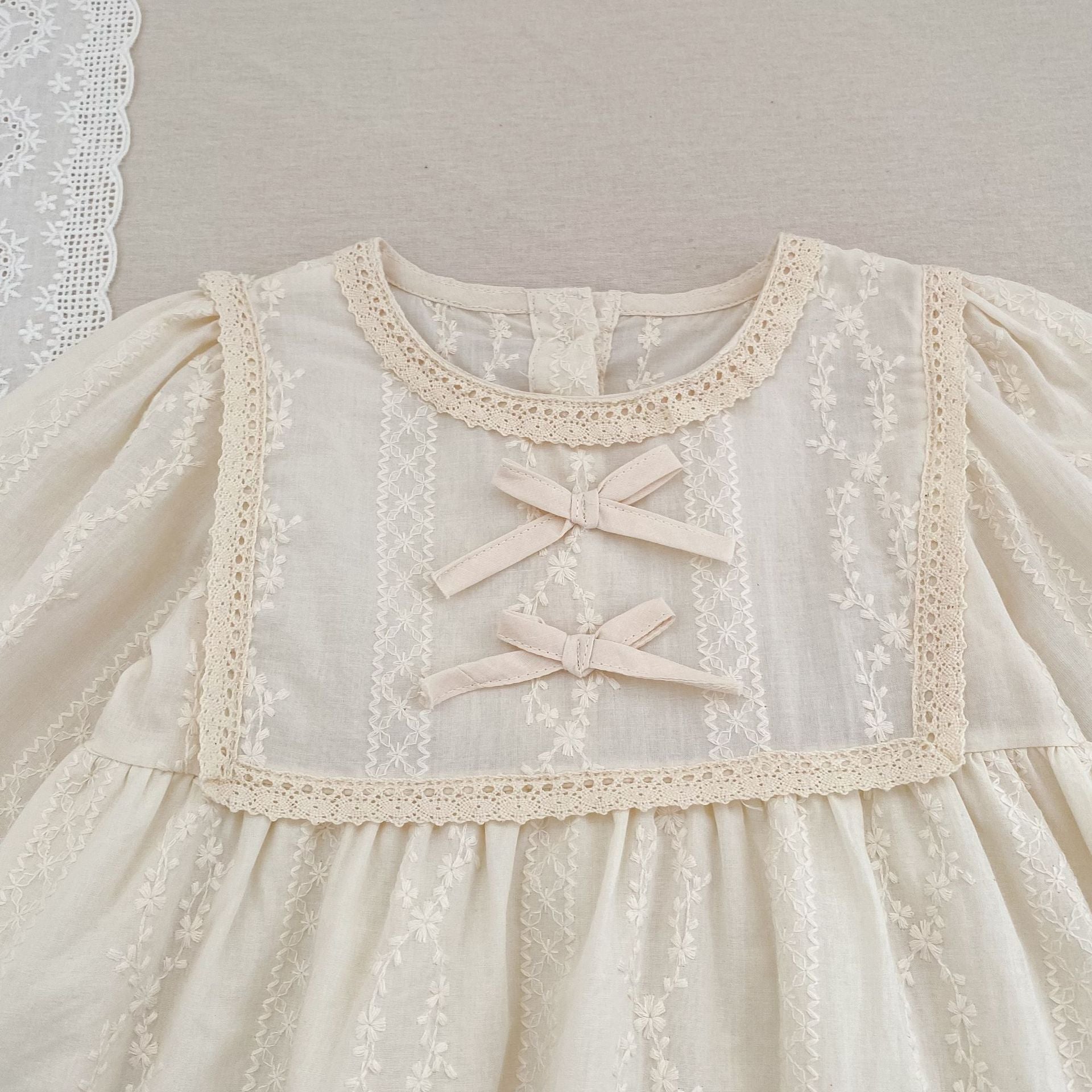 (Pre Order 2 Weeks)Sisters Fall Embroidery Bow Dress&Romper