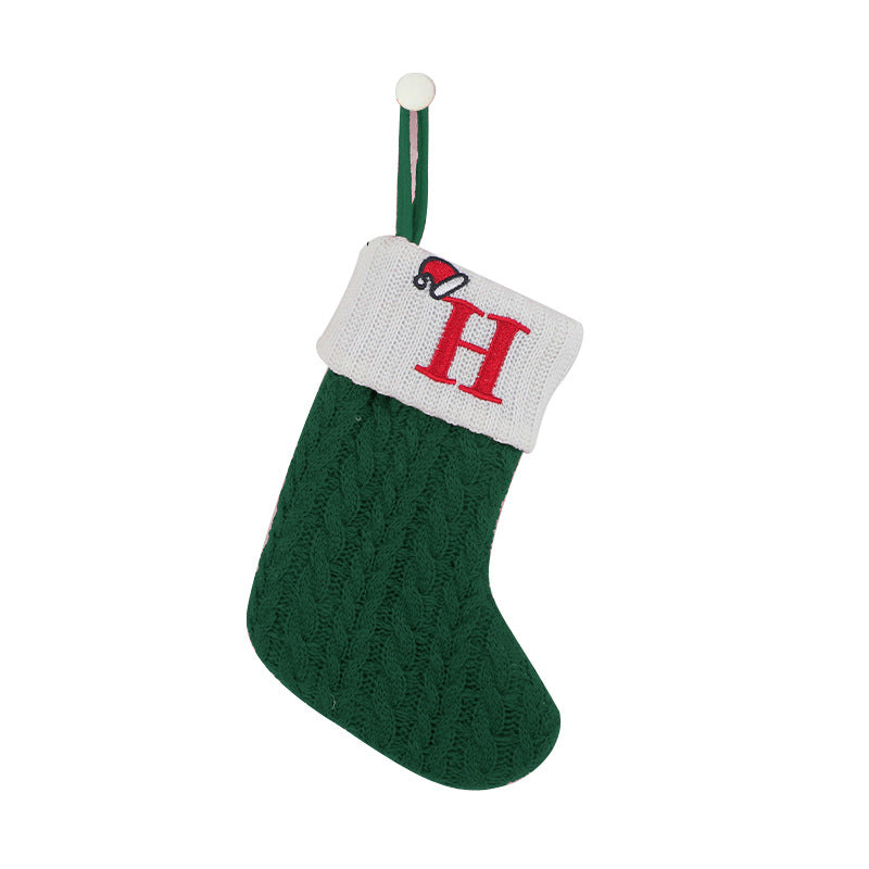 (Pre Order)Green Letter Wool Christmas Stocking Pendant