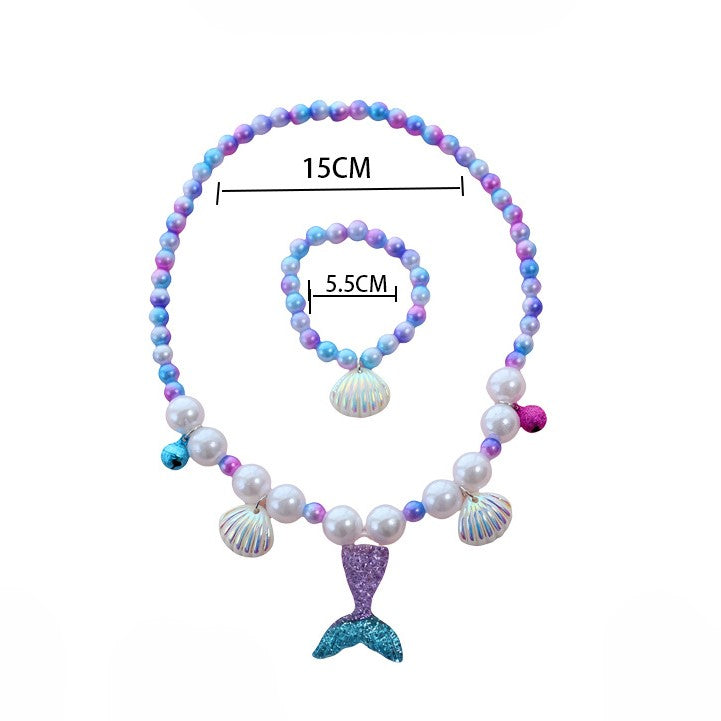(Pre Order)Girls Summer Sea Side Pearl Necklace&Bracelet