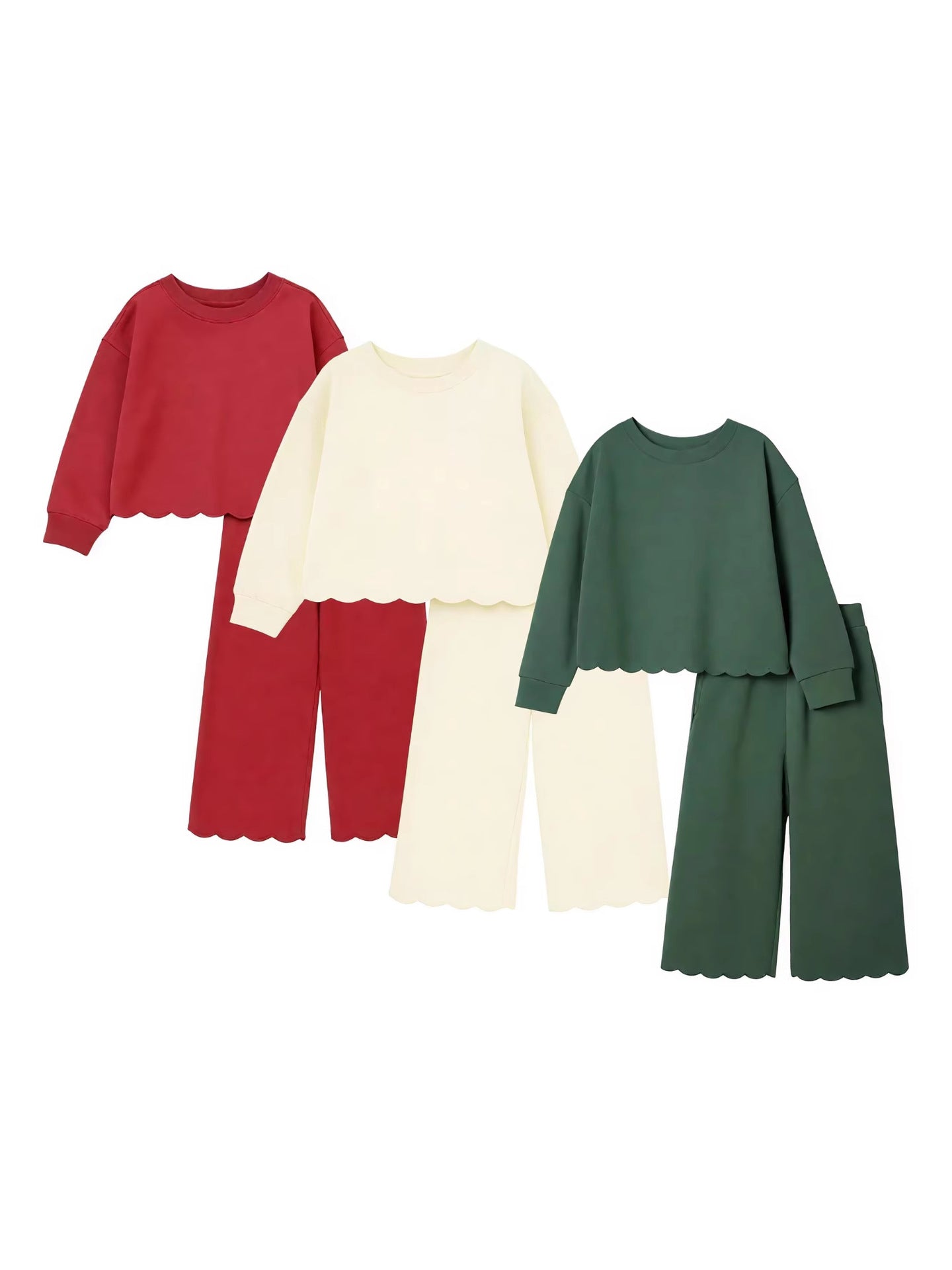 (In Production)Girls Fall&Winter Solid Color Cotton Sweatshirt Set