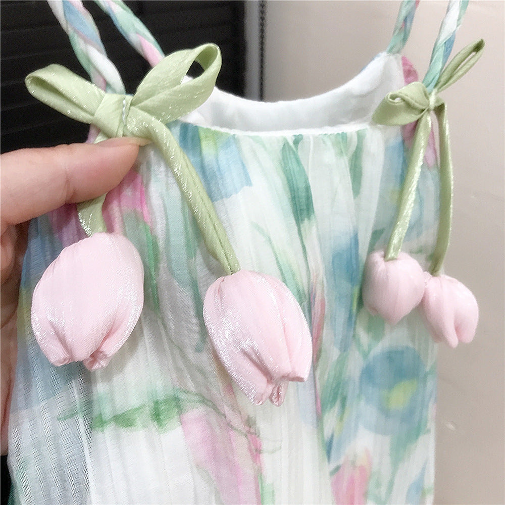 (In Production)Girls Spring&Summer Tulip Suspenders Dress