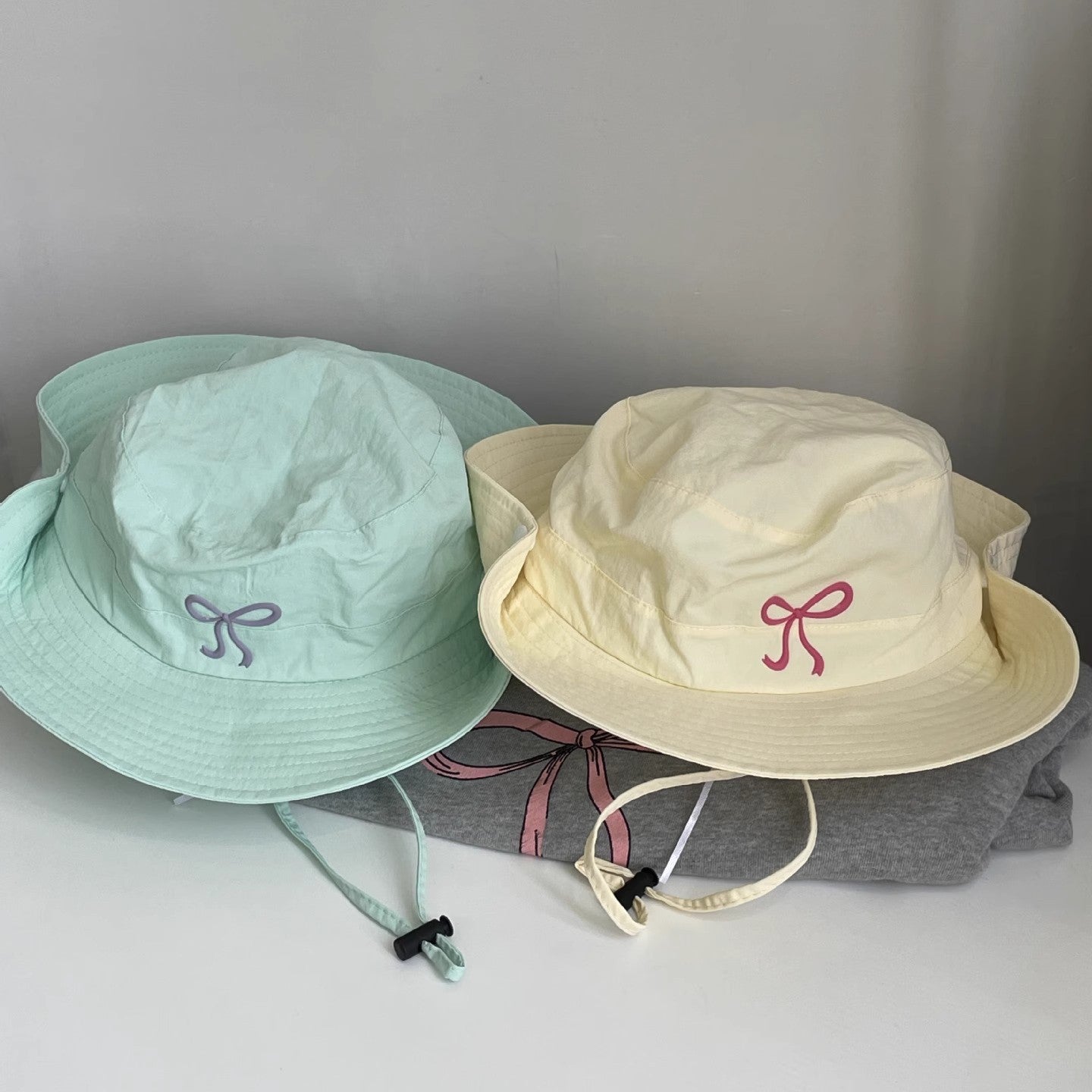 (Pre Order)Adults Summer Bow Embroidery Breathable Fisherman Hat