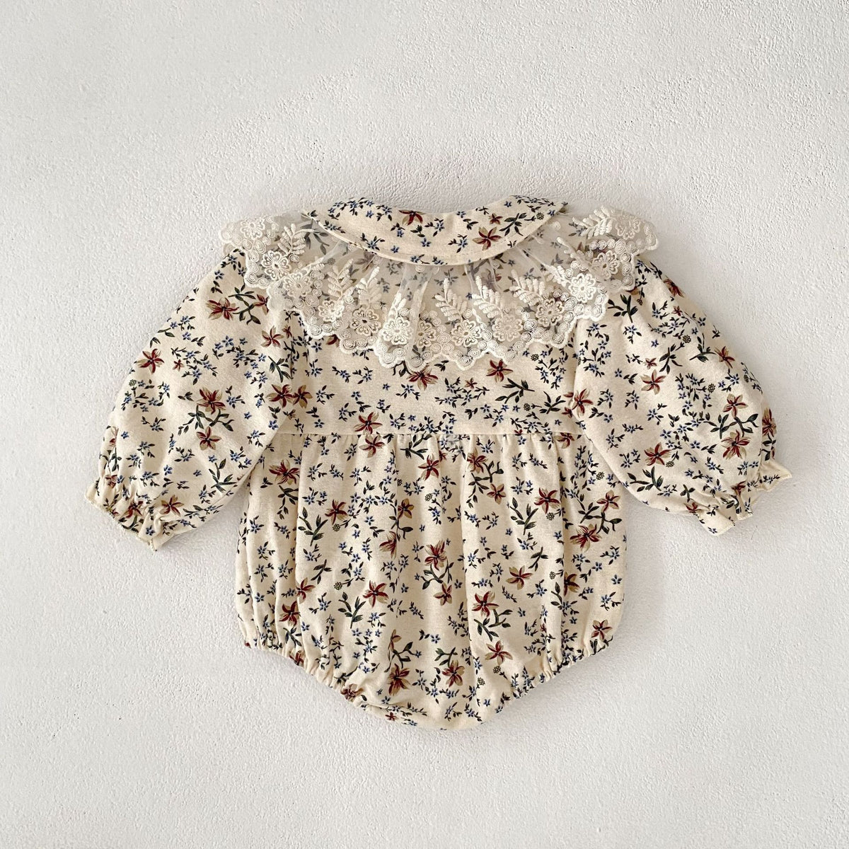 (Pre Order 2 Weeks)Toddler Girls Fall Floral Print Lace Romper