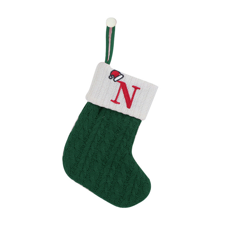 (Pre Order)Green Letter Wool Christmas Stocking Pendant
