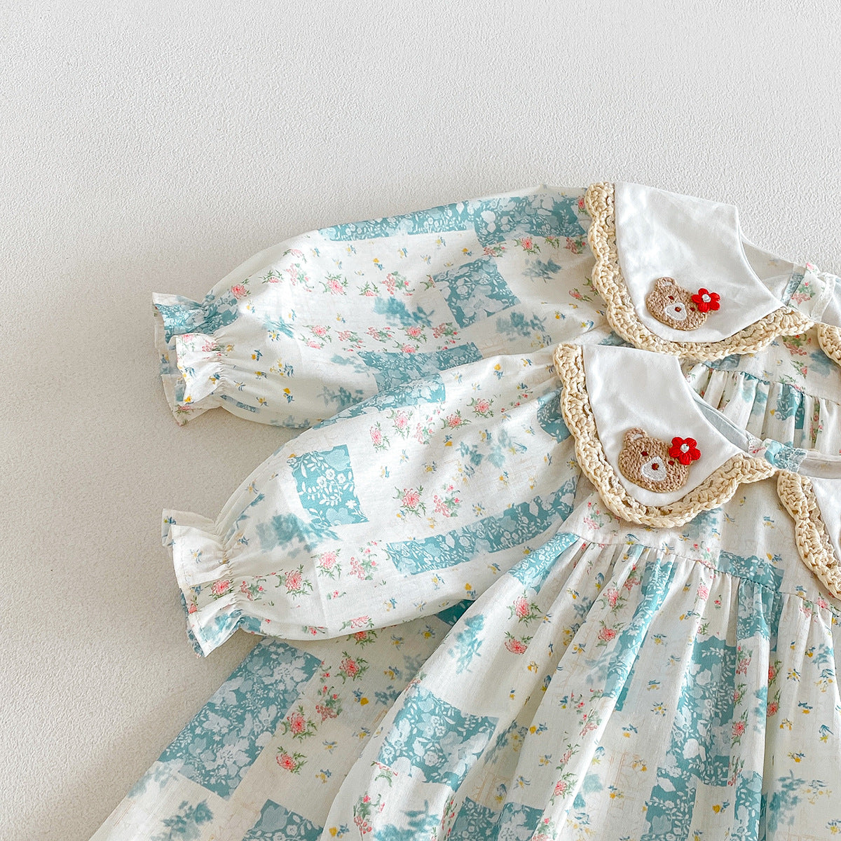 (Pre Order 2 Weeks)Sisters Fall Bear Collar Dress&Romper