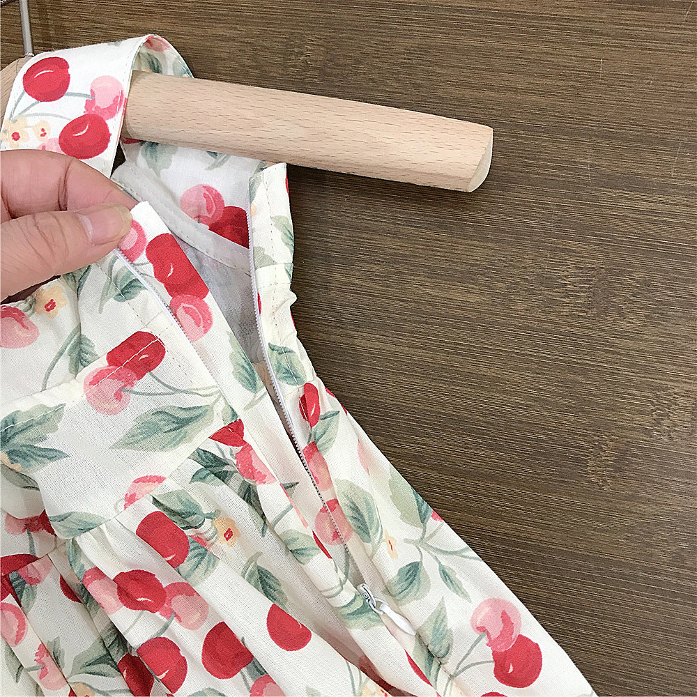 (In Production)Girls Spring&Summer Cherry Print Dress