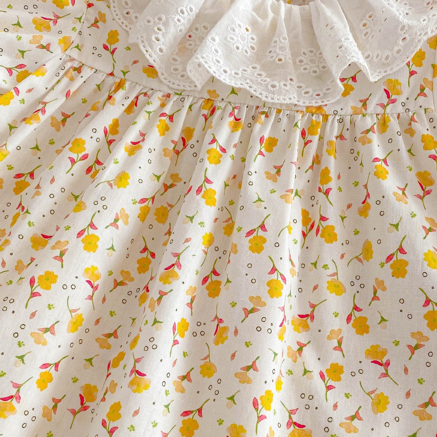(In Production)Girls Spring and Summer Floral Doll Collar Dress
