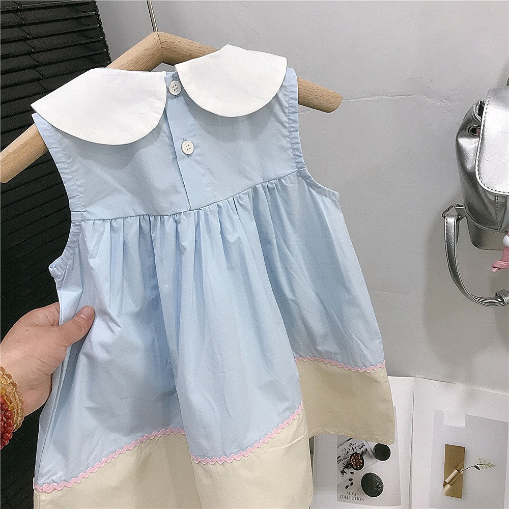 (In Production)Girls Summer Ice Cream Applique Doll Collar Dress