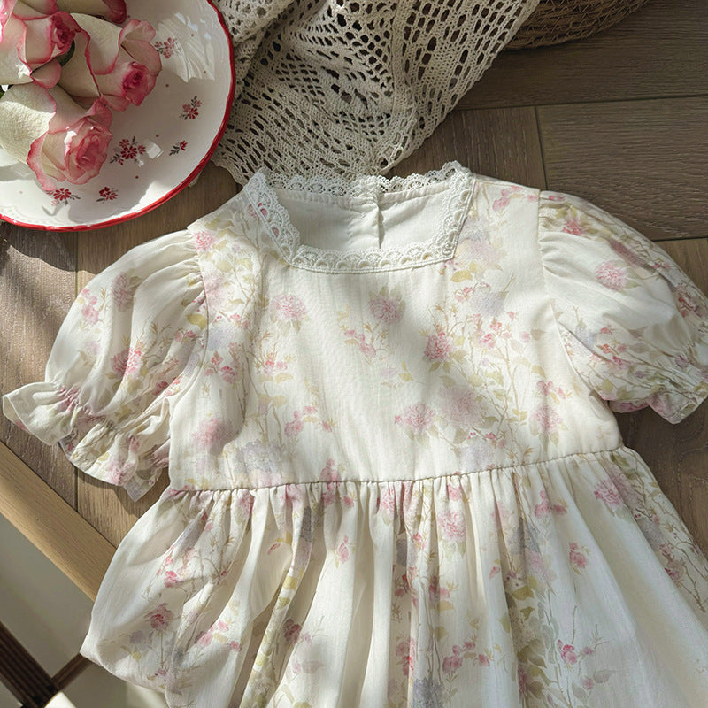 (In Production)Girls Spring&Summer Floral Print Ruffle Dress