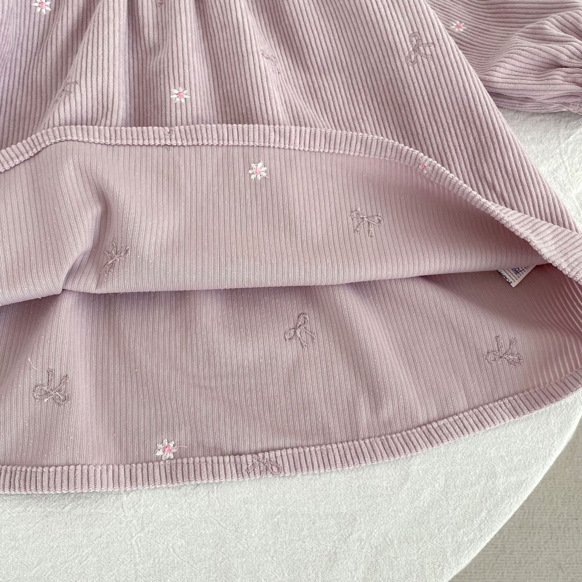 (Pre Order 2 Weeks)Sisters Fall Bow Embroidery Collar Corduroy Dress&Romper