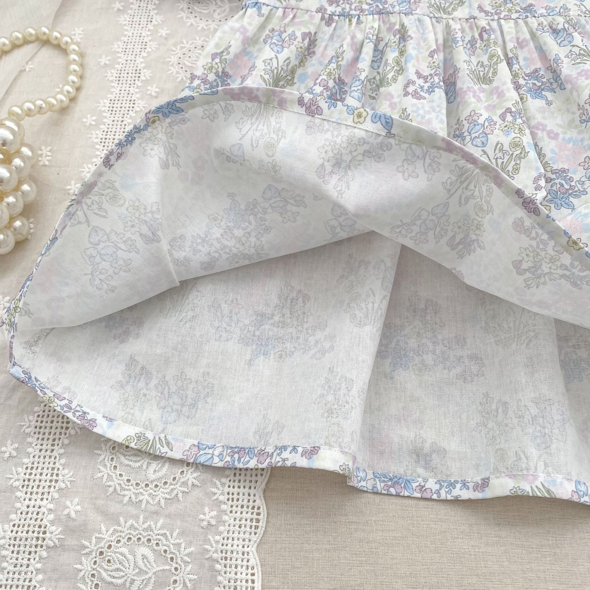 (Pre Order 2 Weeks)Sisters Lavender Embroidery Scallop Collar Dress&Romper