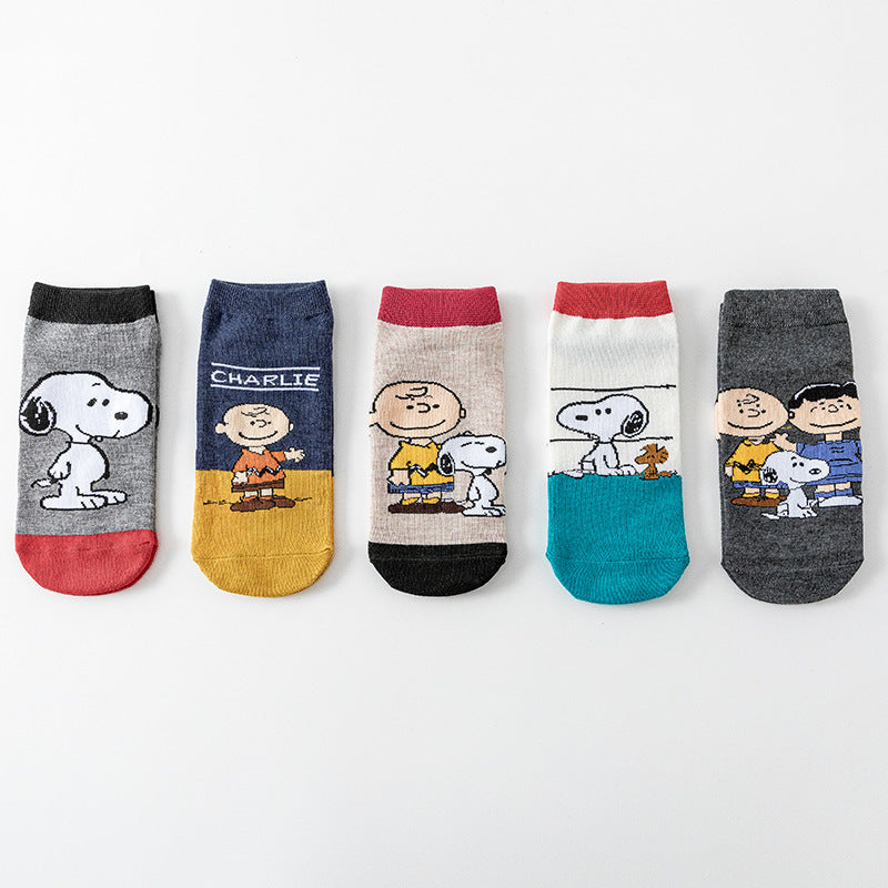 (Pre Order)Adults 5 Pairs Of Cute Cartoon Print Socks