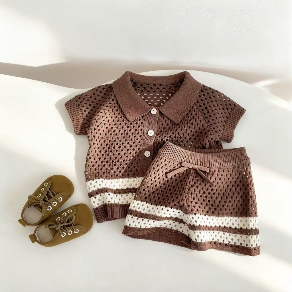 (In Production)Boys Spring&Summer Knitted Shorts Set