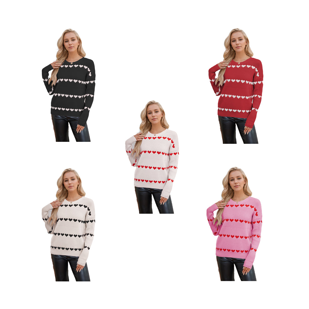 (Pre Order)Adults Valentine's Day love jacquard Crew-neck Sweater