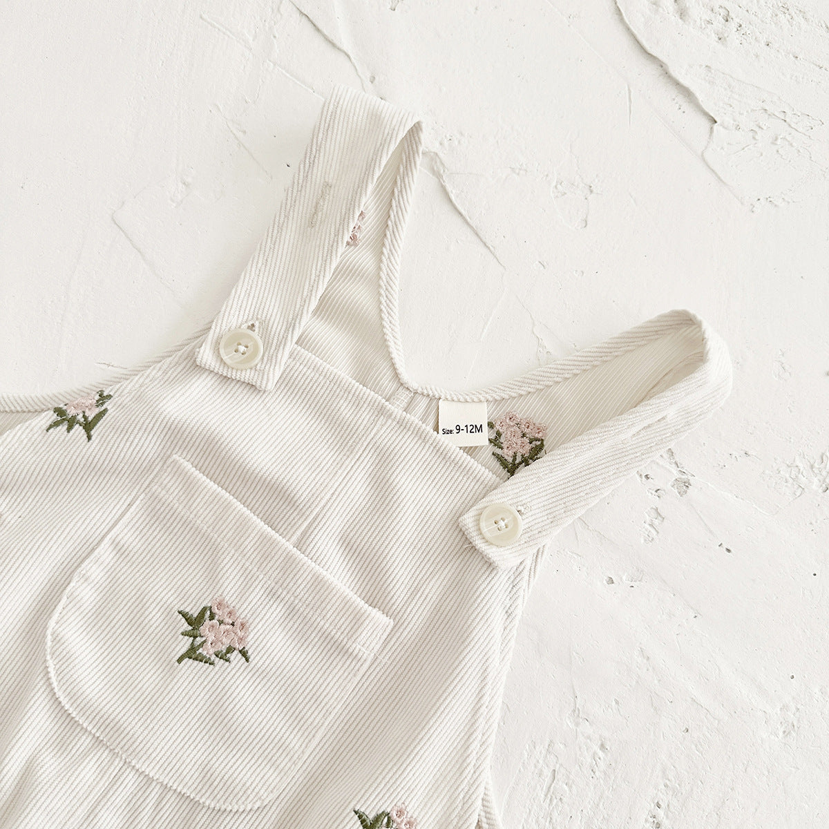 (In Production)One Pack(5 Pieces total)Sale Girls Summer Floral Embroidery Corduroy Overalls