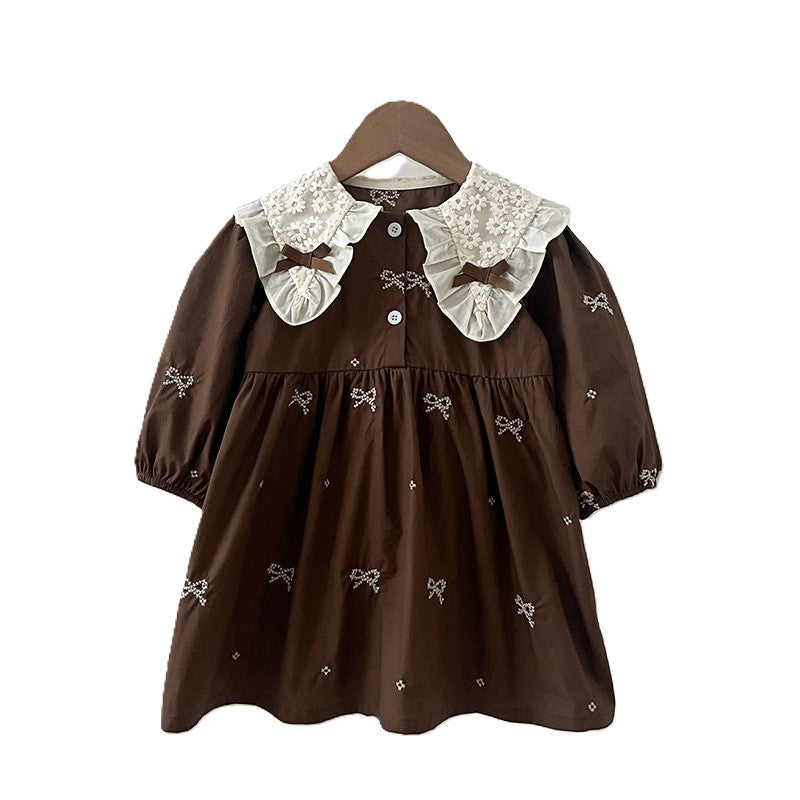 (In Production)Sisters Spring&Summer Bow Embroidery Doll Collar Dress&Romper