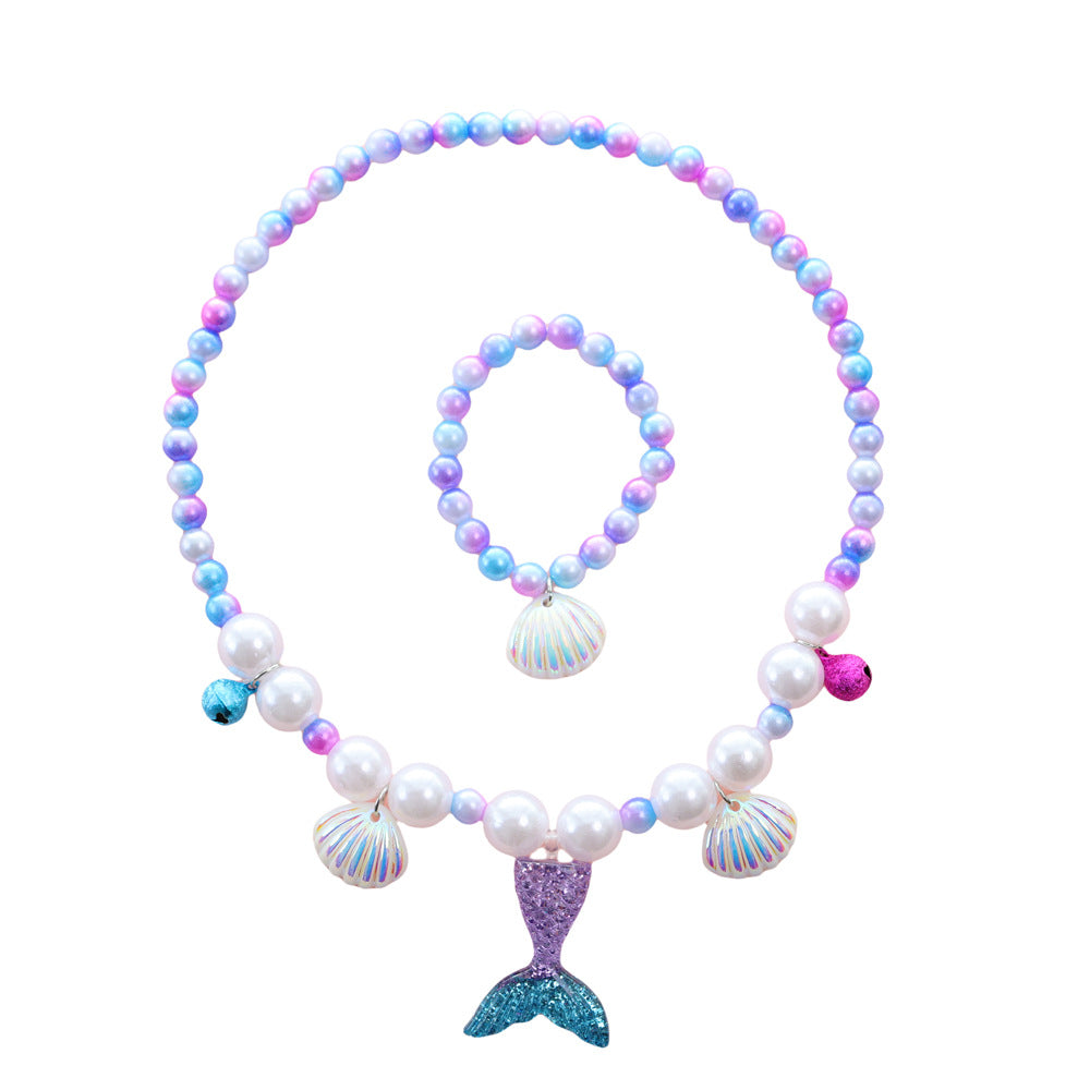 (Pre Order)Girls Summer Sea Side Pearl Necklace&Bracelet