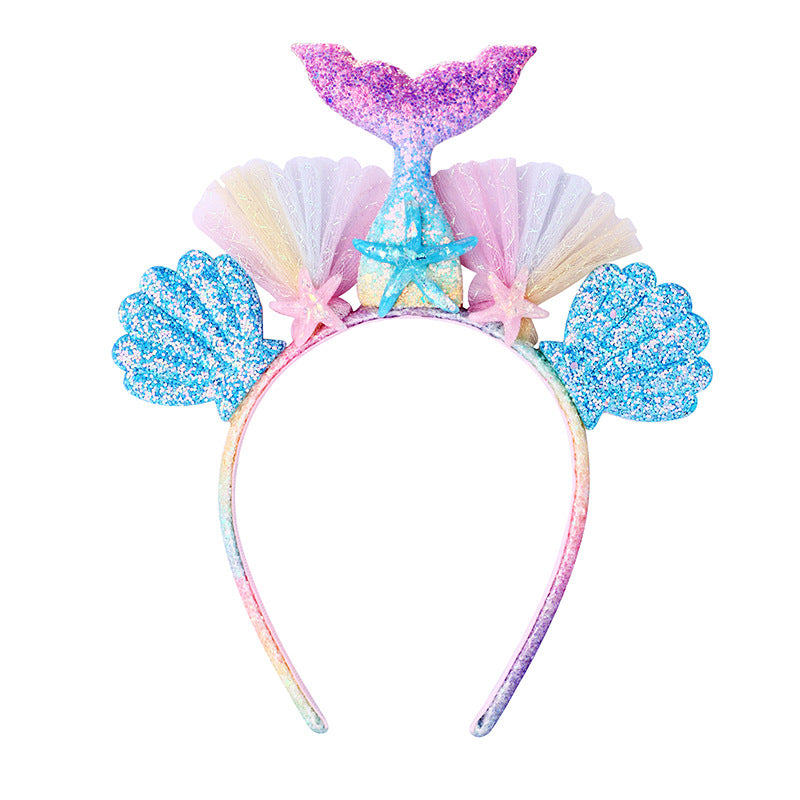 (Pre Order)Girls Rainbow Kitty Mermaid Headband