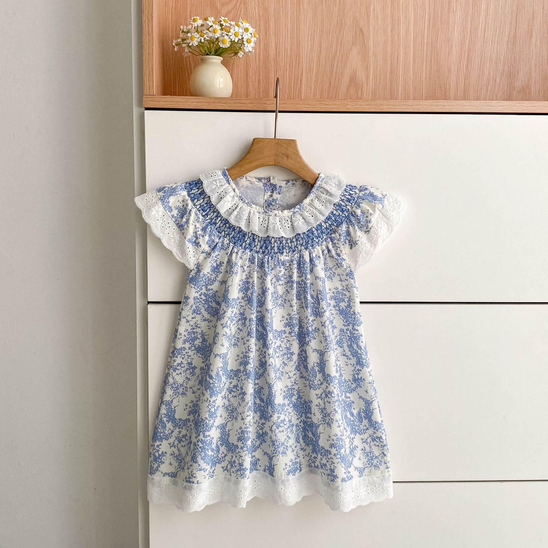 (In Production)Sisters Spring&Summer Floral Print Lace Dress,Romper