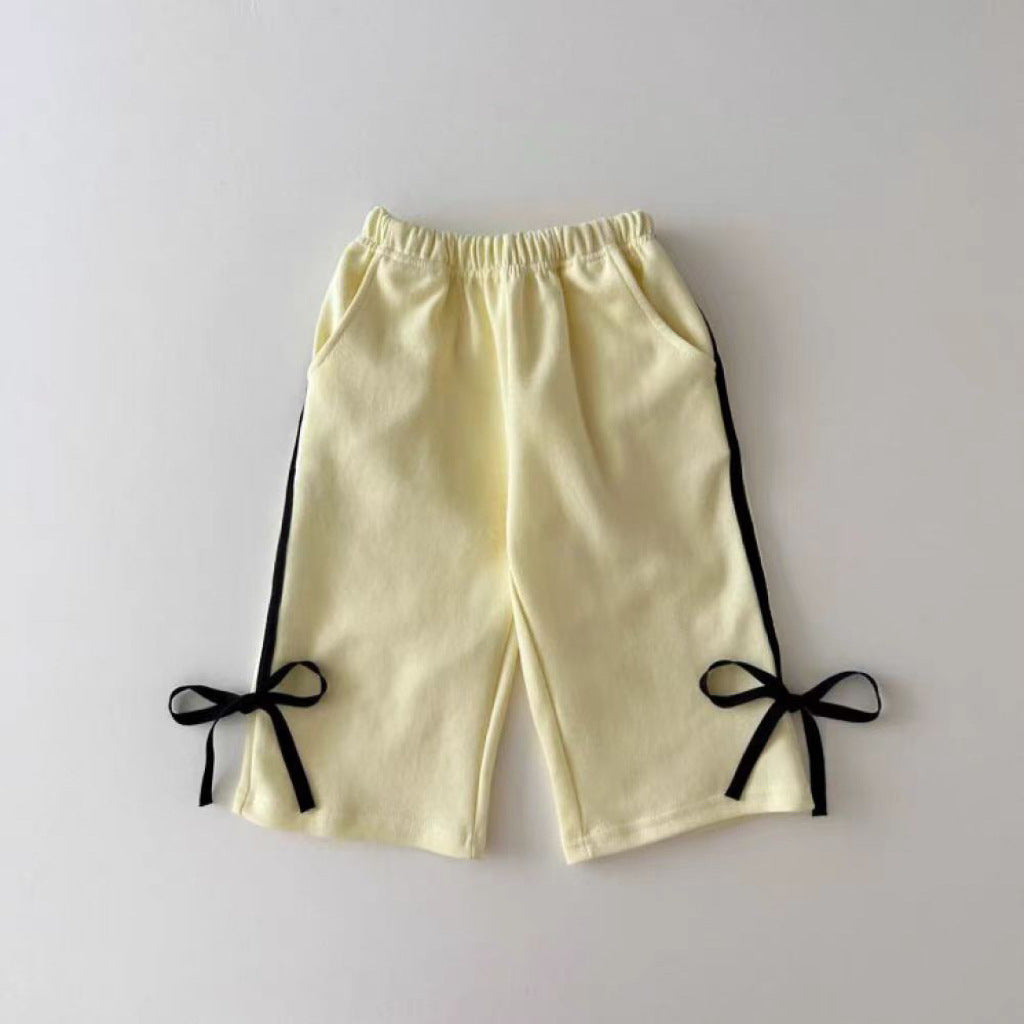 (In Production)Girls Fall&Winter Solid Color Bow Sports Suit