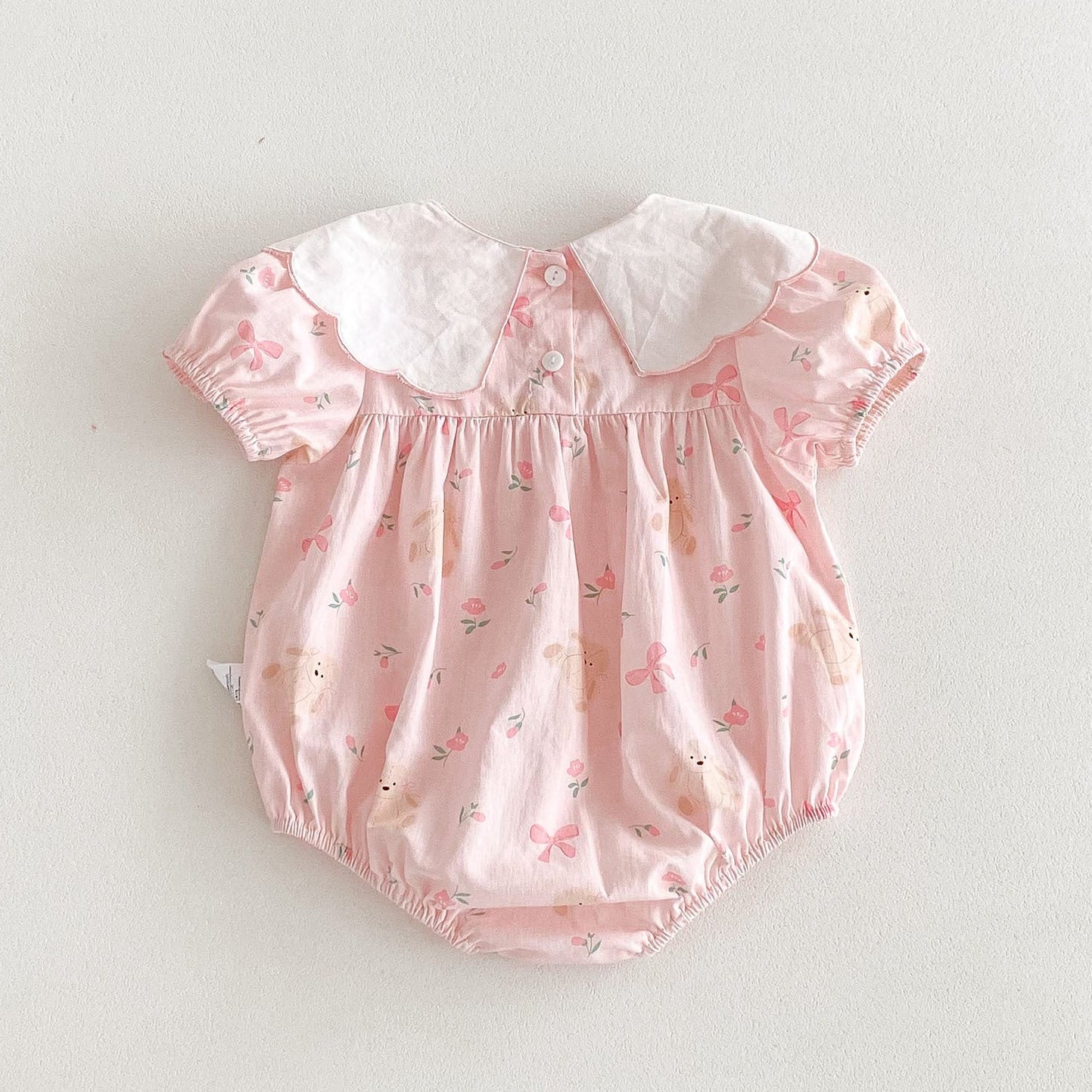 (In Production)Girls Fall Bow Applique Scallop Romper