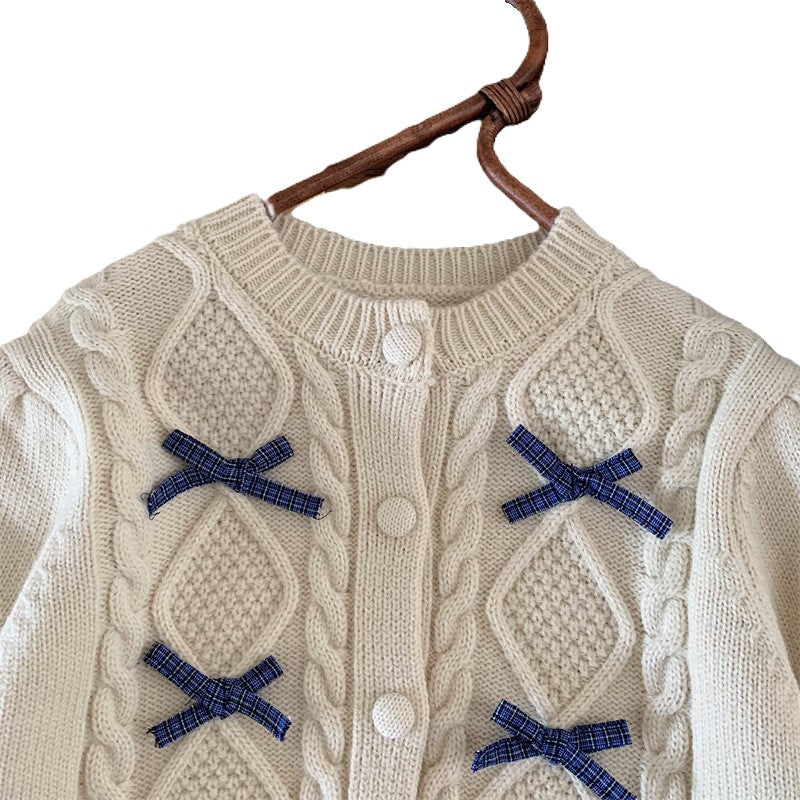(In Production)Girls Fall&Winter Knitted Lace Ruffle Cardigan