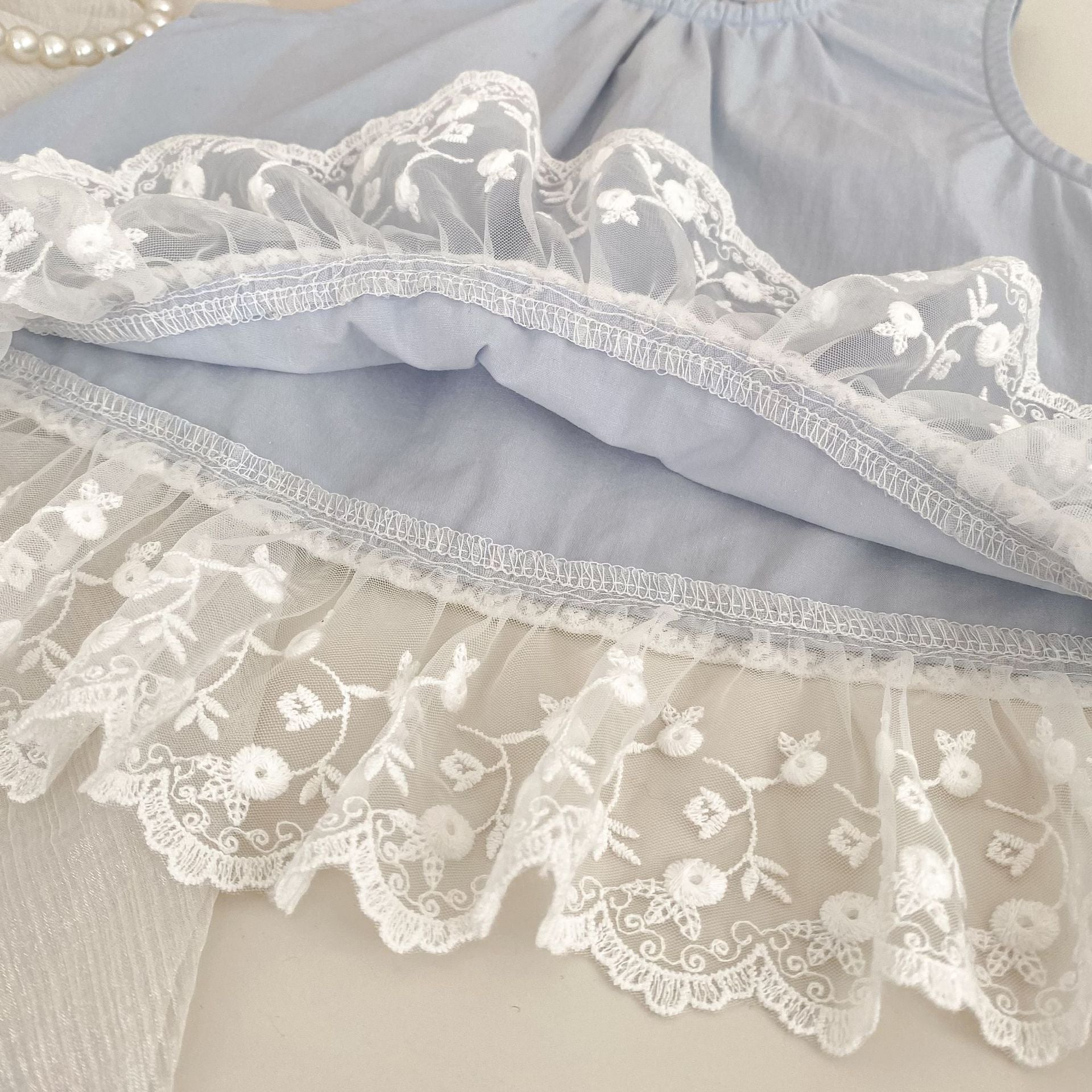 (In Production)Girls Lace Ruffle Outfit Set