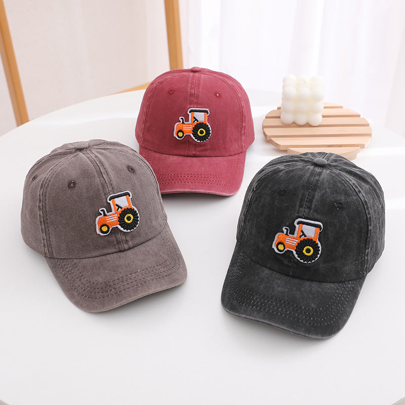 (Pre Order)Boys Spring&Summer Bulldozer Embroidery Baseball Cap
