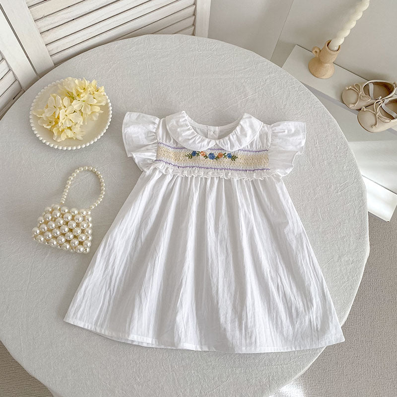 (In Production)Sisters Summer Floral Embroidery Smocked Dress&Romper