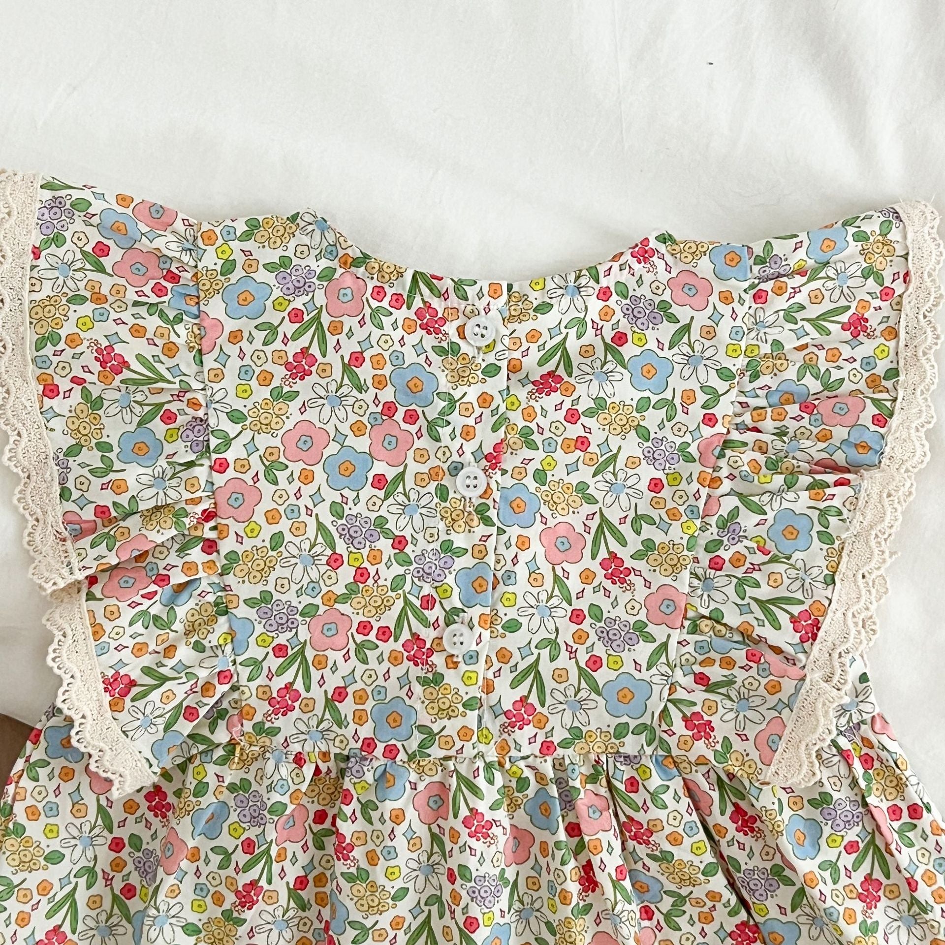 (In Production)Sisters Summer Floral Print Lace Dress&Romper