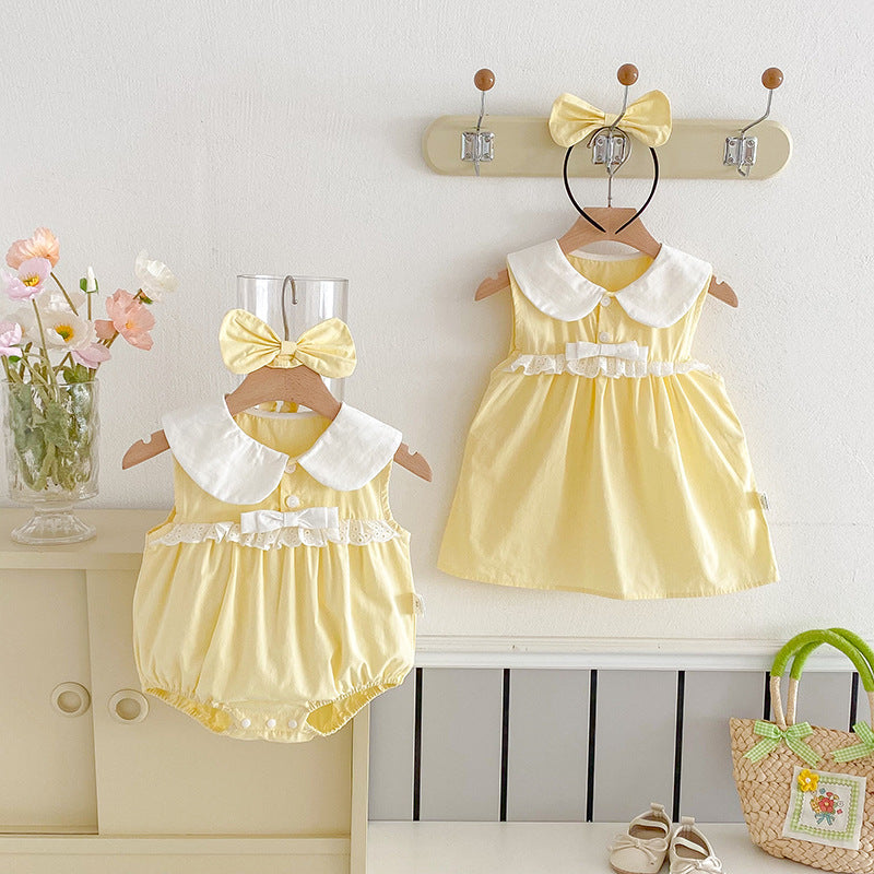 (In Production)Sisters Spring&Summer Yellow Dress,Romper