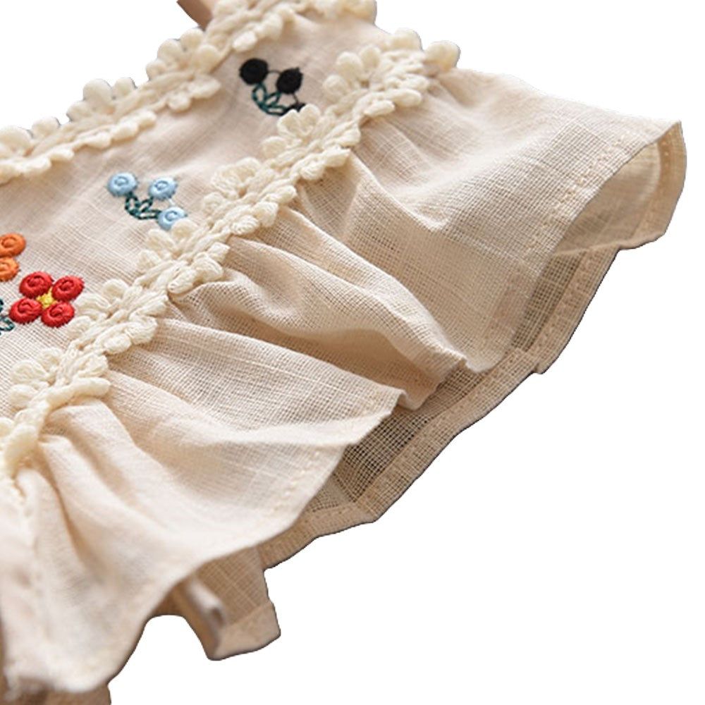(In Production)Girls Spring and Summer Floral Embroidery Dress