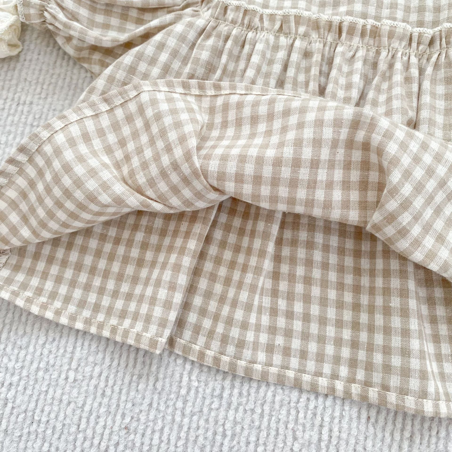 (Pre Order 2 Weeks)Toddler Girls Plaid&Embroidery Romper