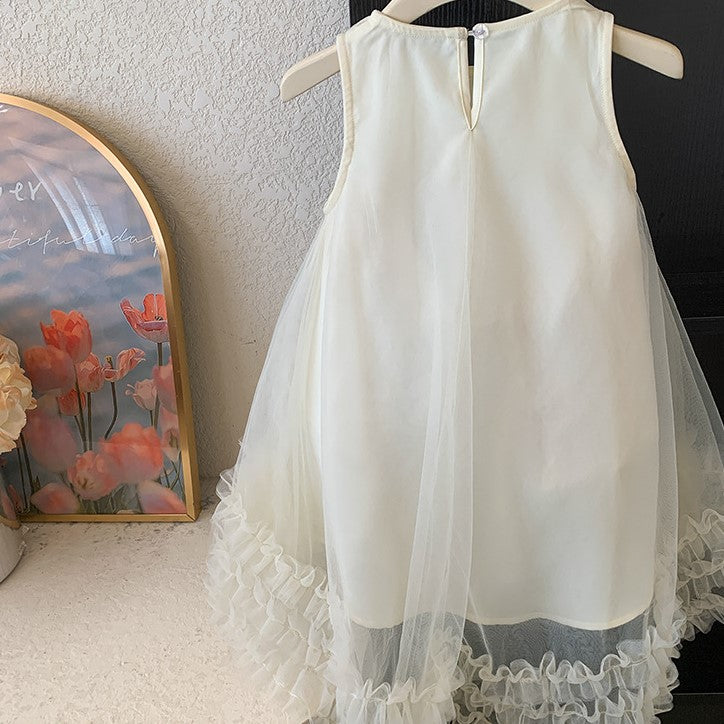 (In Production)Girls Spring&Summer Bow Mesh Dress