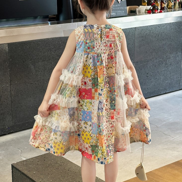 (In Production)Girls Spring&Summer Print Sleeveless Dress