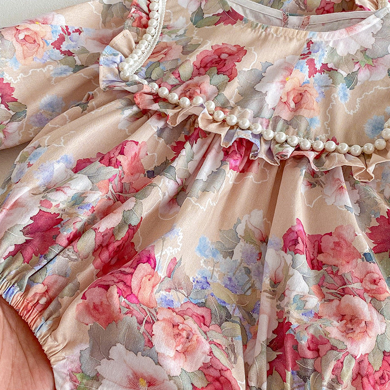 (Pre Order 2 Weeks)Sisters Fall Floral Print Ruffle Dress&Romper