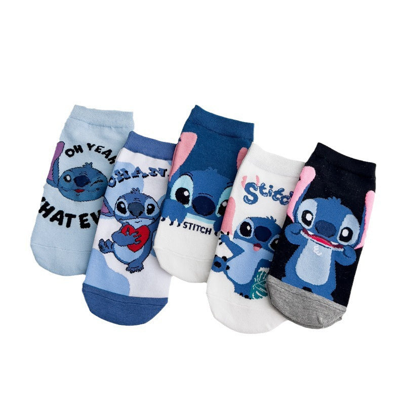 (Pre Order)Adults 5 Pairs Of Cute Cartoon Print Socks