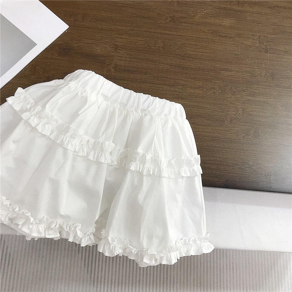 (In Production)Girls Spring&Summer Baby Blue Lace Ruffle Skirt Set